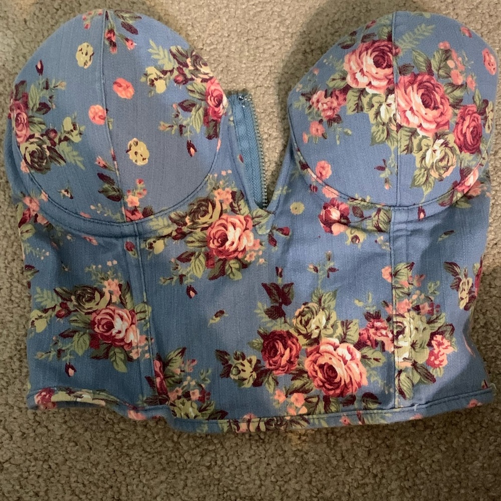 Papaya Flowery corset crop top